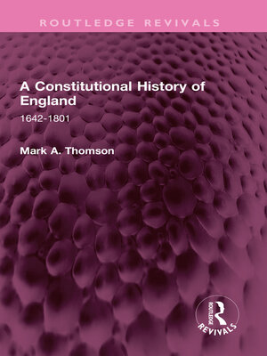 cover image of A Constitutional History of England